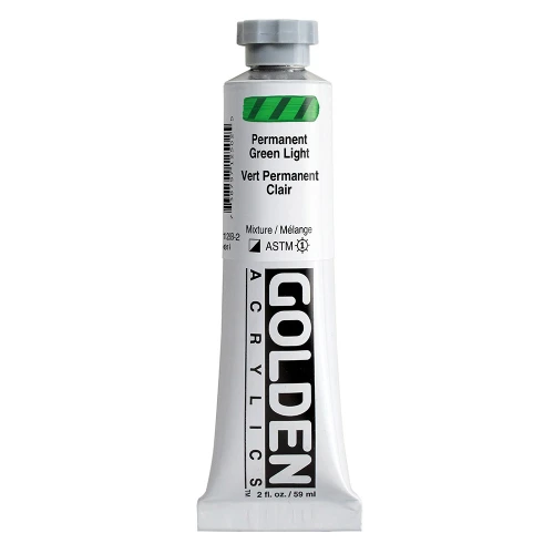 Golden Heavy Body Artist Acrylic Paint, Permanent Green Light, Series 4, 2 fl. oz. (59 ml) Tube