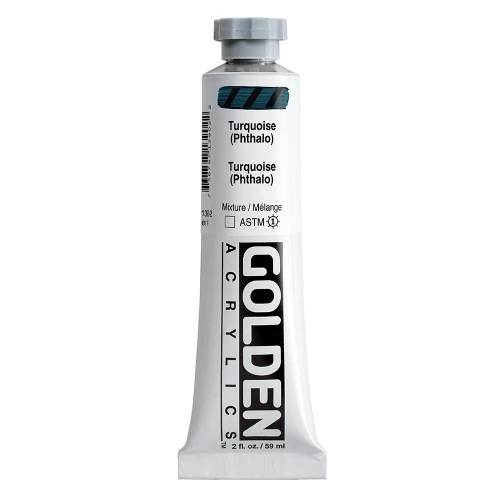 Golden Heavy Body Artist Acrylic Paint, Turquoise (Phthalo), Series 4, 2 fl. oz. (59 ml) Tube