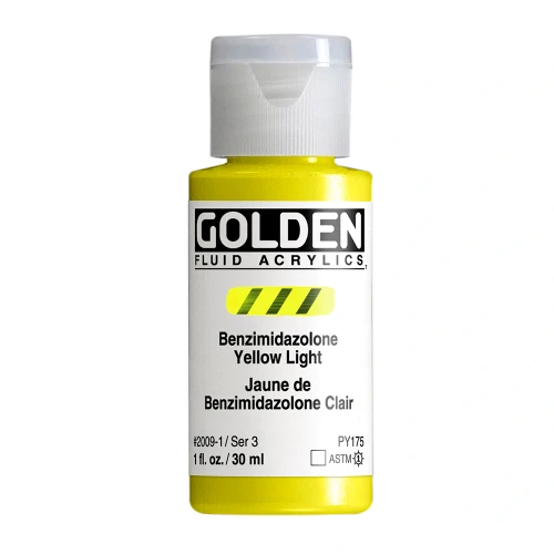 Golden Fluid Artist Acrylic Paint, Benzimidazolone Yellow Light, Series 3, 1 fl. oz. (30 ml) Bottle