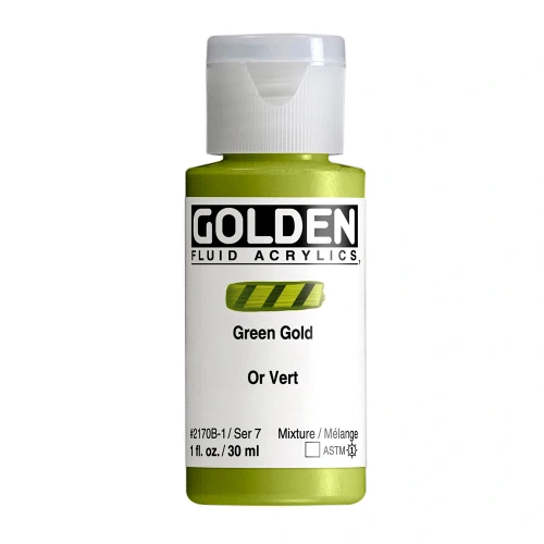 Golden Fluid Artist Acrylic Paint, Green Gold, Series 7, 1 fl. oz. (30 ml) Bottle