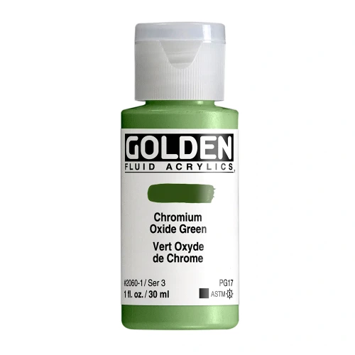 Golden Fluid Artist Acrylic Paint, Chromium Oxide Green, Series 3, 1 fl. oz. (30 ml) Bottle