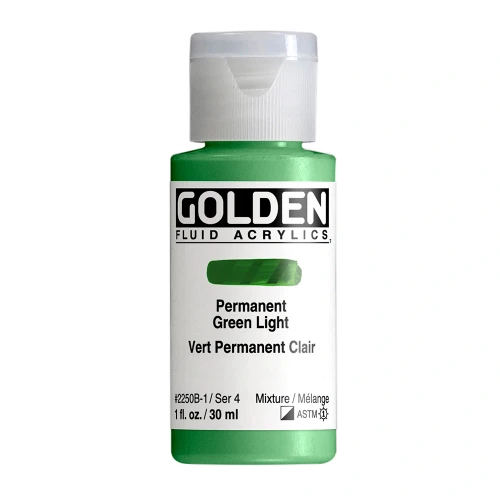 Golden Fluid Artist Acrylic Paint, Permanent Green Light, Series 4, 1 fl. oz. (30 ml) Bottle