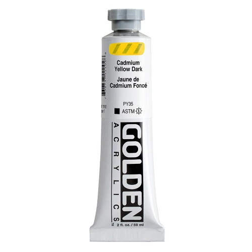 Golden Heavy Body Artist Acrylic Paint, Cadmium Yellow Dark, Series 7, 2 fl. oz. (59 ml) Tube