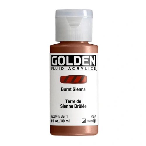 Golden Fluid Artist Acrylic Paint, Burnt Sienna, Series 1, 1 fl. oz. (30 ml) Bottle