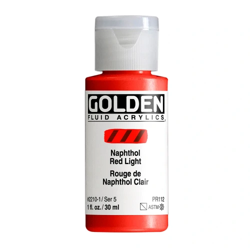 Golden Fluid Artist Acrylic Paint, Naphthol Red Light, Series 5, 1 fl. oz. (30 ml) Bottle