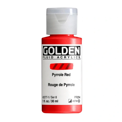 Golden Fluid Artist Acrylic Paint, Pyrrole Red, Series 8, 1 fl. oz. (30 ml) Bottle