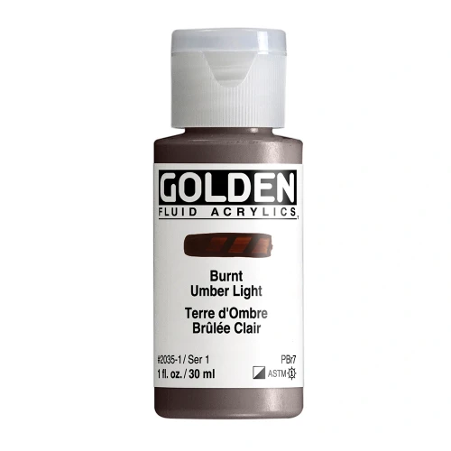 Golden Fluid Artist Acrylic Paint, Burnt Umber Light, Series 1, 1 fl. oz. (30 ml) Bottle