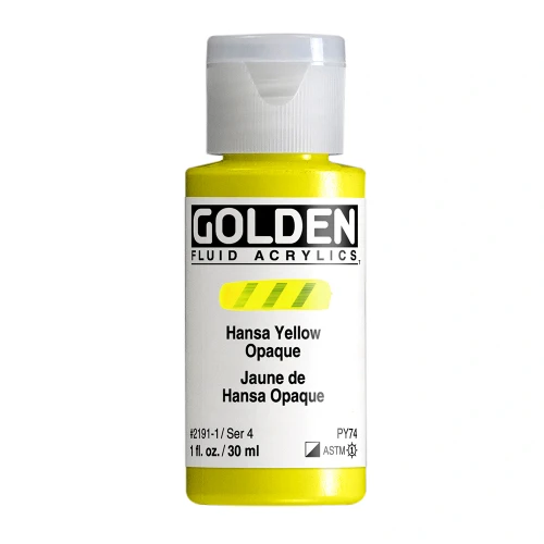Golden Fluid Artist Acrylic Paint, Hansa Yellow Opaque, Series 4, 1 fl. oz. (30 ml) Bottle