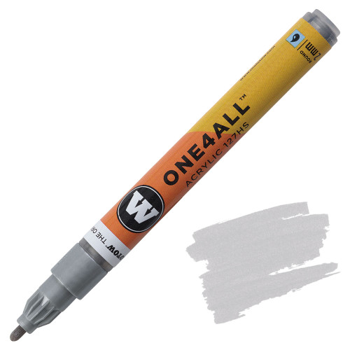 Molotow One4All Acrylic Marker, 2mm Round Tip, Metallic Silver