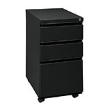 OSP 22"D 3 Drawer Pedestal with Casters, BLACK