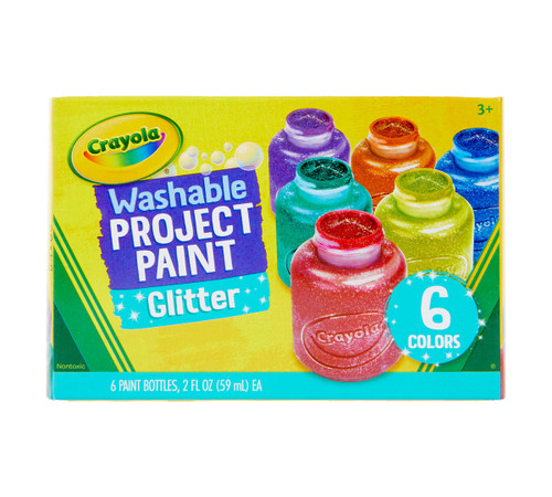 Crayola Washable Project Glitter Paint, Assorted Colors, 6 Count
