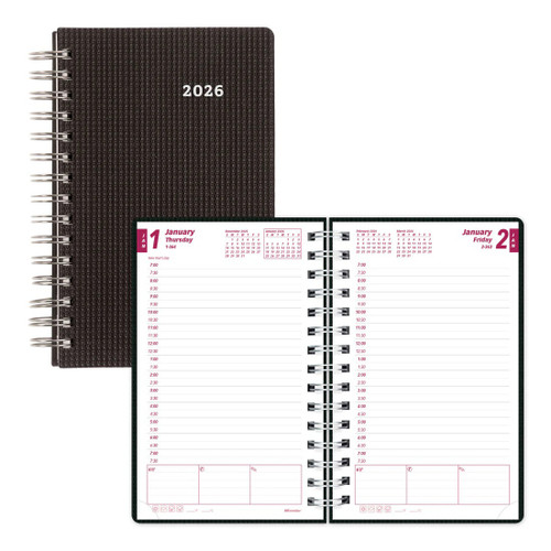 DuraFlex Daily Planner, 2026 Black 8x5