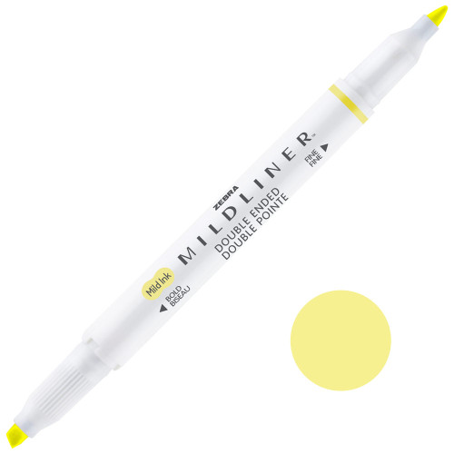Zebra Mildliner Dual-Tip Creative Highlighter, Fine Bullet Tip & Broad Chisel Tip, Sherbet Yellow