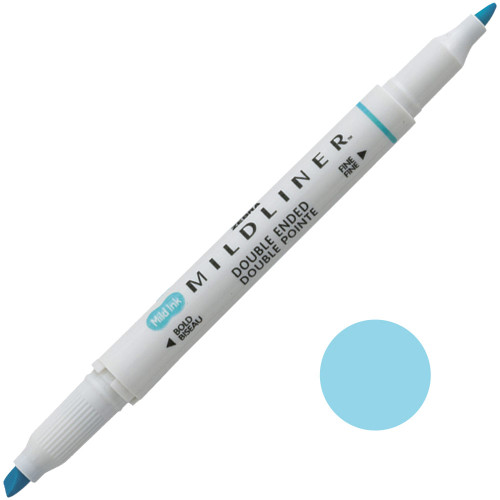Zebra Mildliner Dual-Tip Creative Highlighter, Fine Bullet Tip & Broad Chisel Tip, Blue