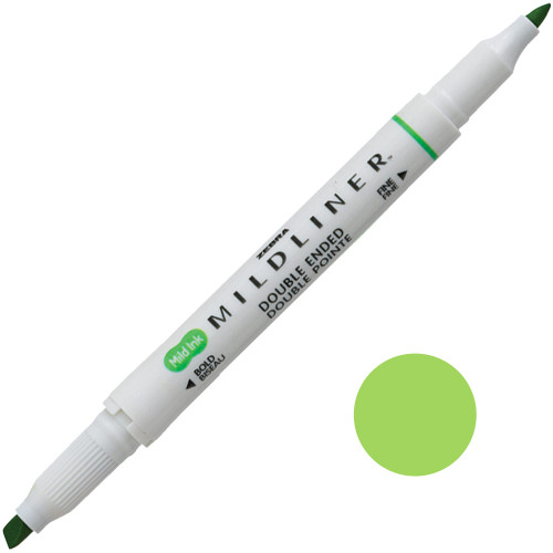 Zebra Mildliner Dual-Tip Creative Highlighter, Fine Bullet Tip & Broad Chisel Tip, Green