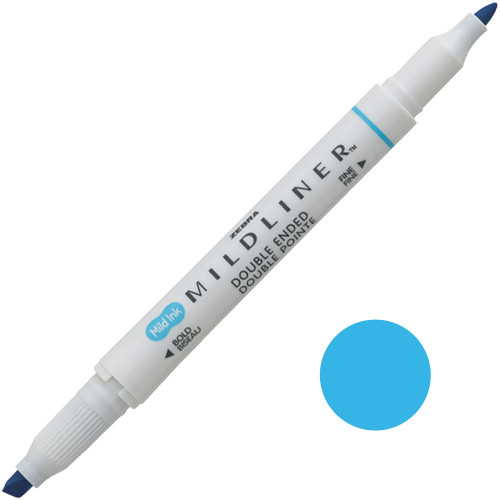 Zebra Mildliner Dual-Tip Creative Highlighter, Fine Bullet Tip & Broad Chisel Tip, Cyan