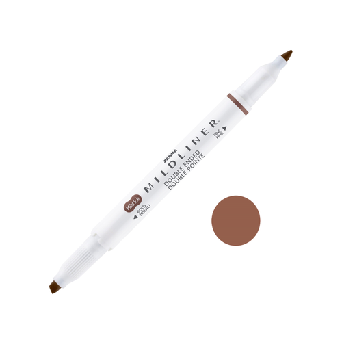 Zebra Mildliner Dual-Tip Creative Highlighter, Fine Bullet Tip & Broad Chisel Tip, Brown