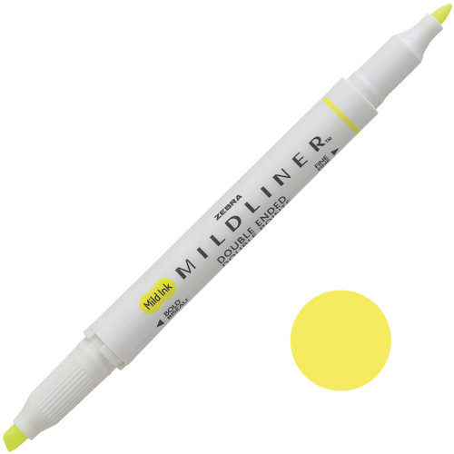 Zebra Mildliner Dual-Tip Creative Highlighter, Fine Bullet Tip & Broad Chisel Tip, Yellow