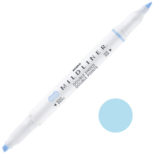Zebra Mildliner Dual-Tip Creative Highlighter, Fine Bullet Tip & Broad Chisel Tip, Soda Blue