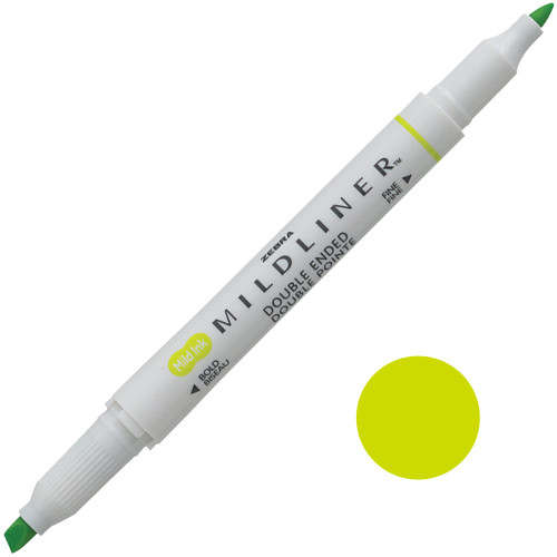 Zebra Mildliner Dual-Tip Creative Highlighter, Fine Bullet Tip & Broad Chisel Tip, Citrus Green