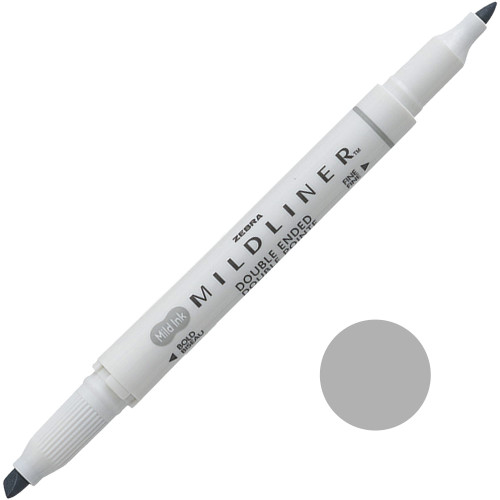 Zebra Mildliner Dual-Tip Creative Highlighter, Fine Bullet Tip & Broad Chisel Tip, Gray