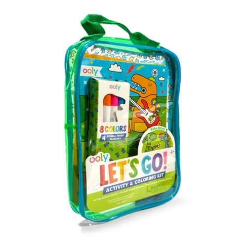 Let's Go! Activity & Coloring Kit - Robo Dinos - Activity Book Markers Postcards Stickers