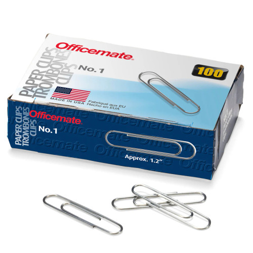 Officemate Large Paper Clips, No. 1, 100 Count
