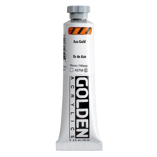 Golden Heavy Body Artist Acrylic Paint, Azo Gold, Series 4, 2 fl. oz. (59 ml) Tube