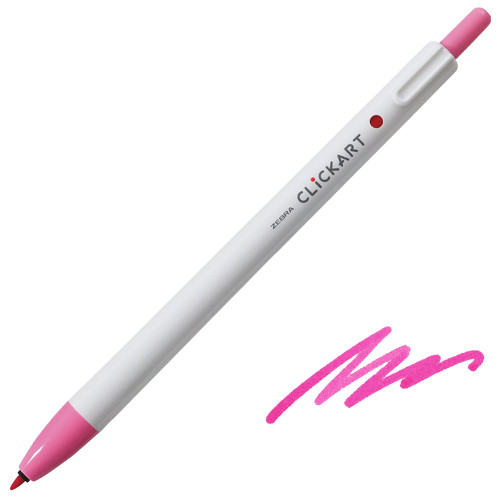 Zebra ClickArt Retractable Felt Tip Marker, Bullet Point, Pink