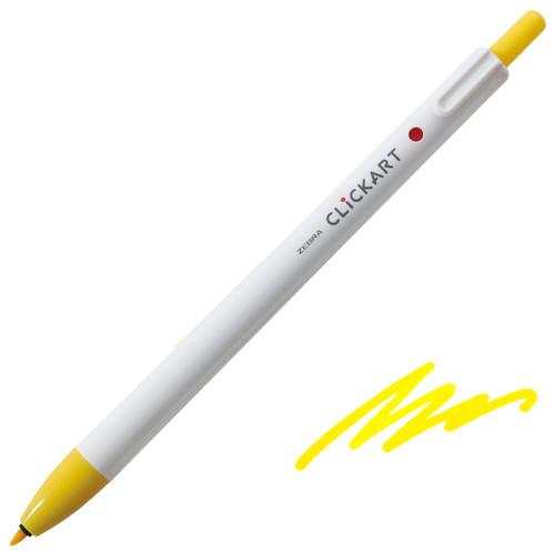 Zebra ClickArt Retractable Felt Tip Marker, Bullet Point, Yellow