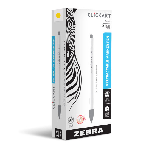 Zebra ClickArt Retractable Felt Tip Marker, Bullet Point, Yellow
