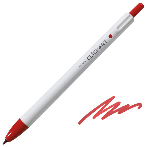 Zebra ClickArt Retractable Felt Tip Marker, Bullet Point, Red