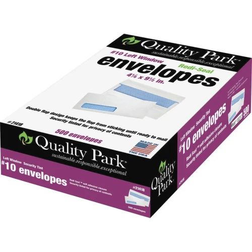 Quality Park Redi-Seal Security Tinted #10 Business Envelope, 4-1/8" x 9-1/2", 500 Count