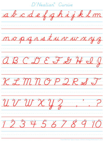 Ashley Smart Poly PosterMat Pals Space Saver, D'Nealian Cursive Handwriting