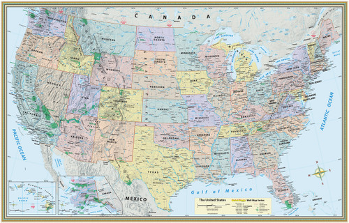 BarCharts US Map Laminated Poster, 50" x 32"