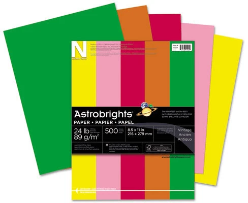 Astrobrights 8-1/2" x 11" - 24 lb - Vintage Colors - 500 Sheets