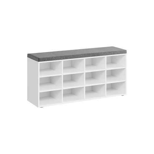 Shoe Bench with Padded Seat, Cloud White