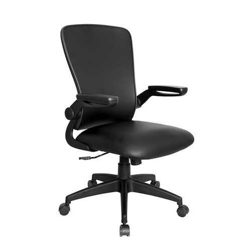 Boss Black Antimicrobial Vinyl Flip Arm, Task Chair, Black
