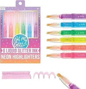 Oh My Glitter Neon Color Assorted Chisel Tip Liquid Highlighter 6pc