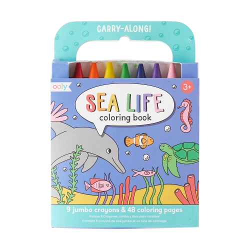Carry Along! Coloring Book and Crayon Set - Sea Life - Set of 9 Crayons