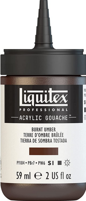 Acrylic Gouache Paint, 2 oz, Burnt Umber