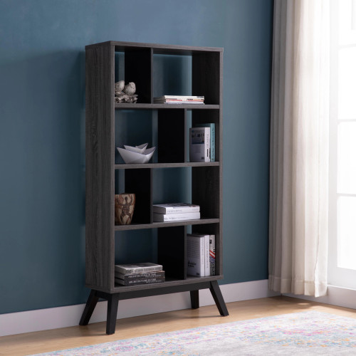 65" BOOKCASE - DISTRESSED GREY