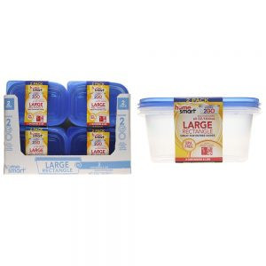 Plastic Container, Large Rectangle, Clear, 60 oz., 2 pk.