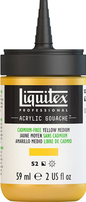 Acrylic Gouache Paint, 2 oz, Cadmium-Free Yellow Medium