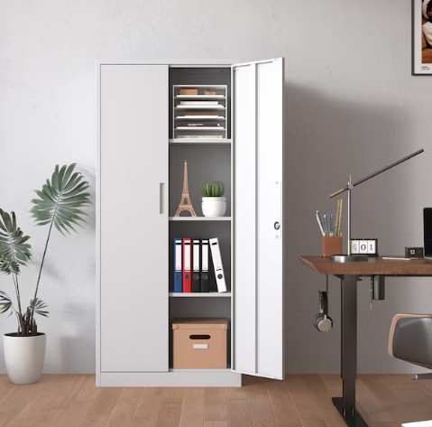 4D 71" Metal Storage Cabinet, White