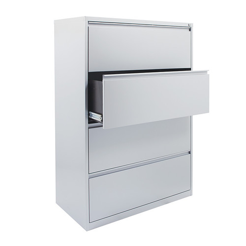 36" Wide 4 Drawer Lateral File, Silver