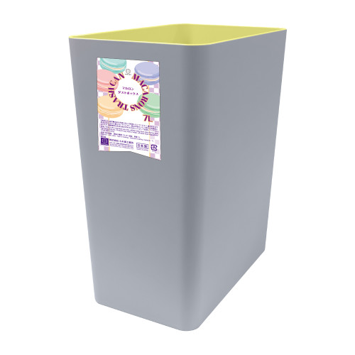 Kokubo Trash Can Rectangular, Macaron Gray, 1.7 gal (7 L)