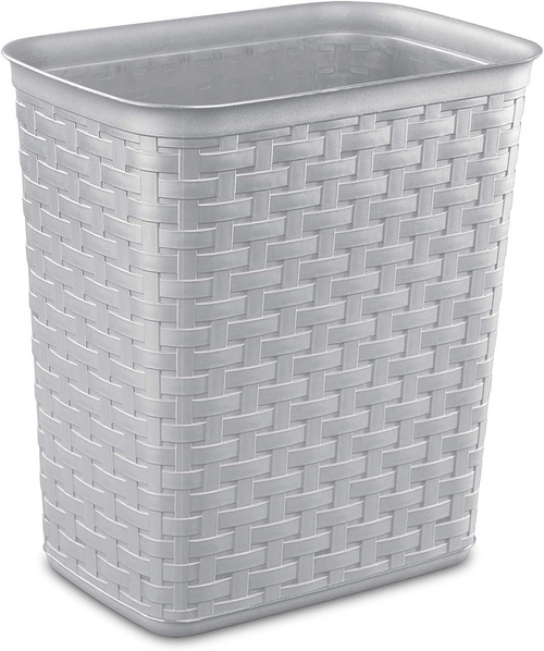 Sterilite Weave Wastebasket, 3.4 Gallon, Cement