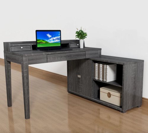 Desk w/Credenza, Distress Grey