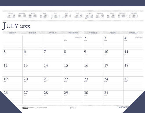Recycled Monthly Desk Pad Calendar Academic Classic 26-27